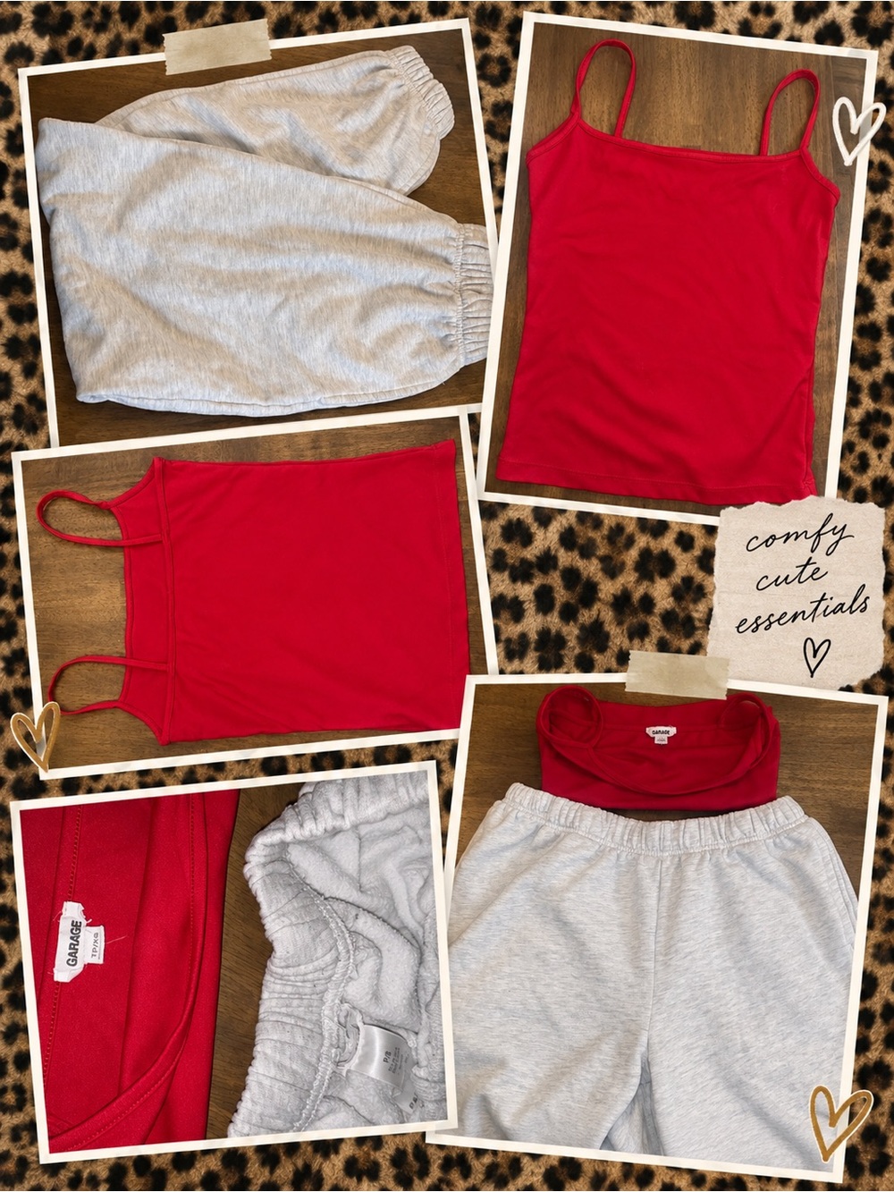 Garage Gray Sweatpants with Red Sleek Scoop Cami Top Bundle Set